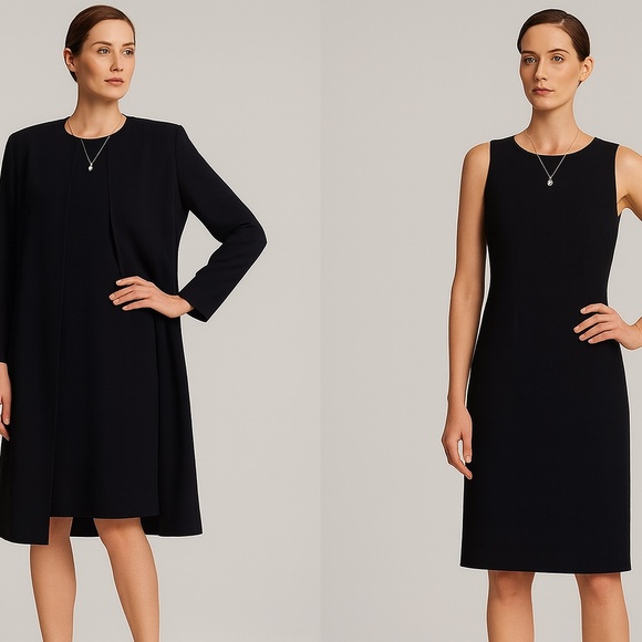 2 piece Escada Black Dress with Matching Coat  Made in Italy 🇮🇹 - Picture 3 of 14